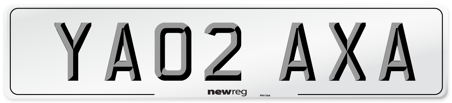 YA02 AXA Number Plate from New Reg